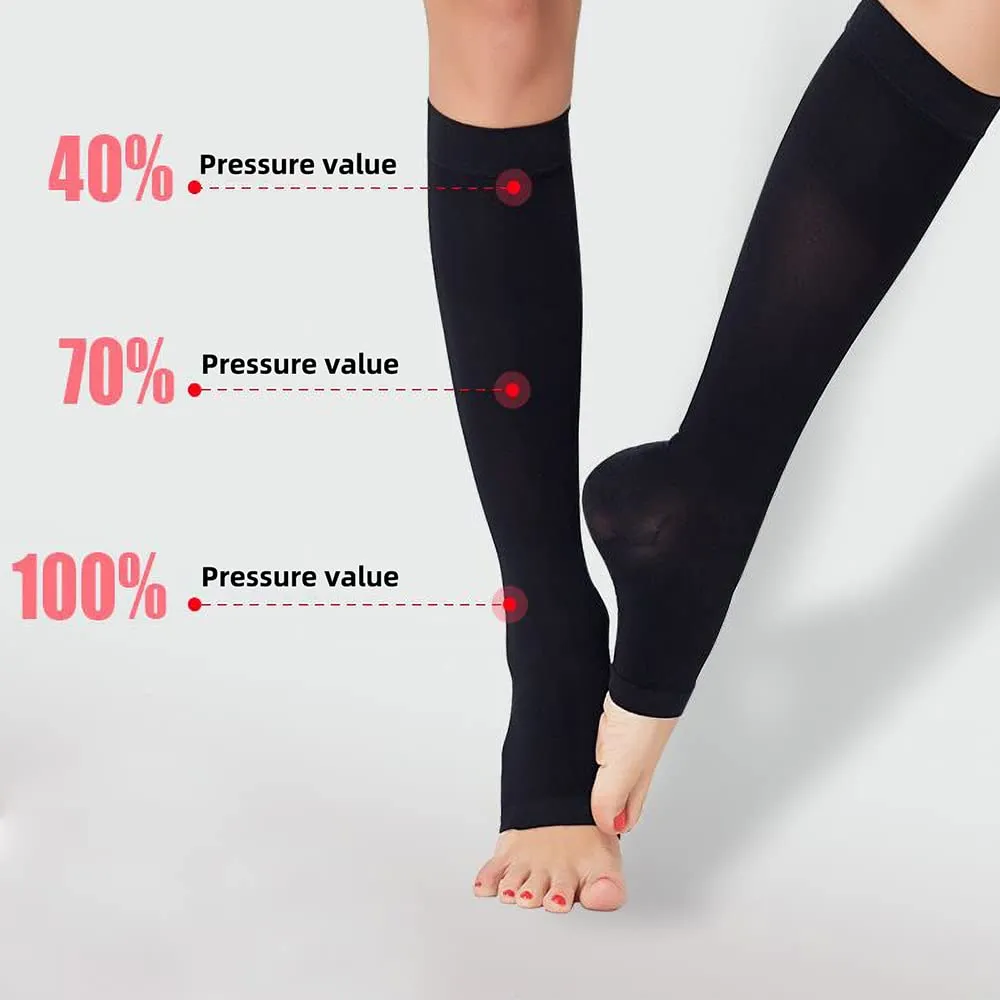 2 Pair Compression Socks Plantar Fasciitis Socks Arch Support Foot Socks Skin Protection High Support Stockings for Men Women (S/M, Beige) S-M
