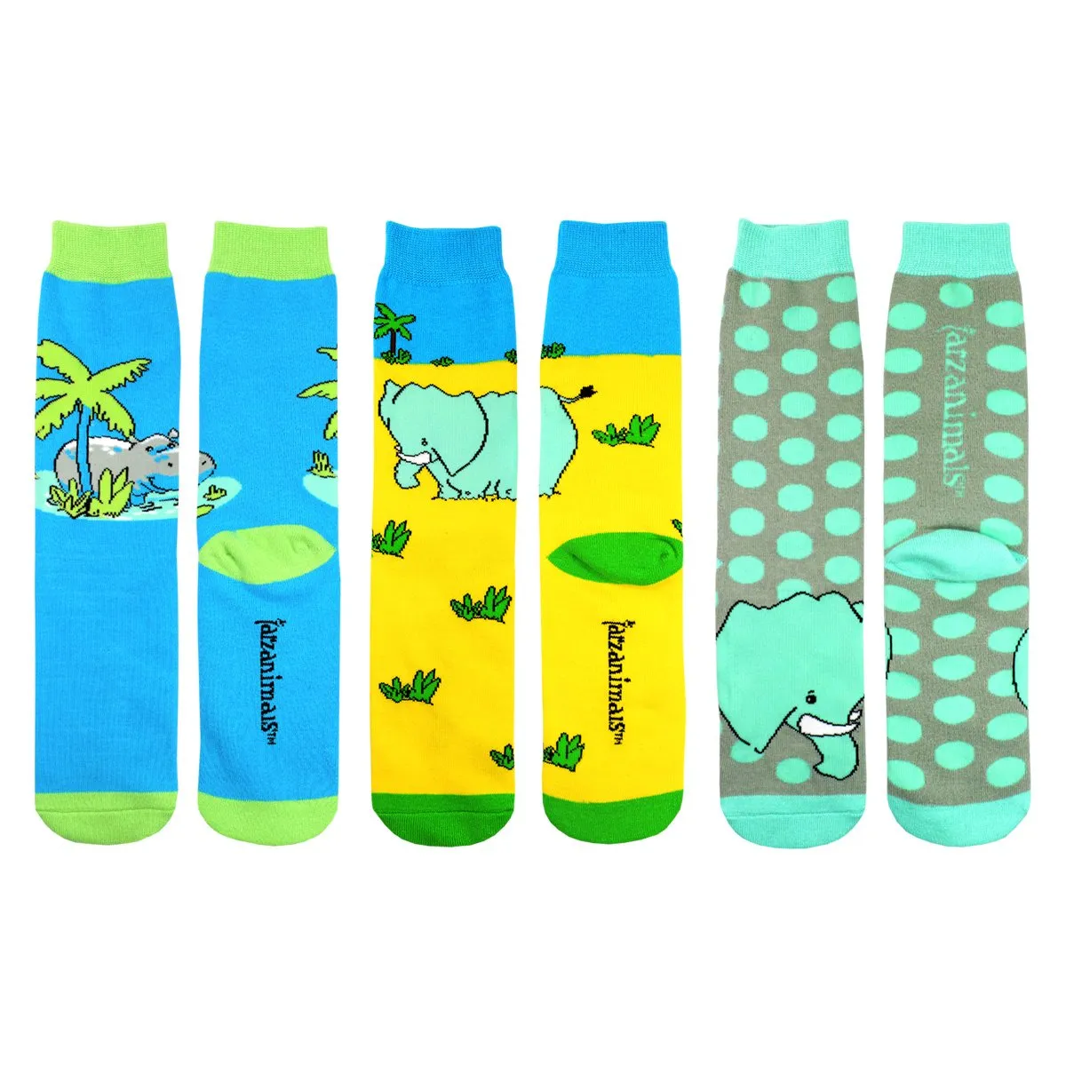 3 Pair Adult Safari Fun Knit Cushion Crew Socks