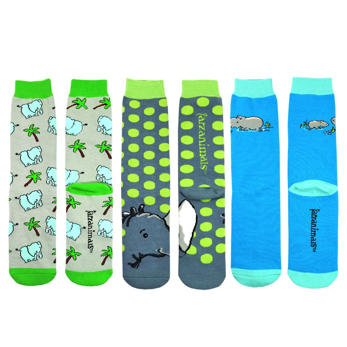 3 Pair Adult Safari Fun Knit Cushion Crew Socks