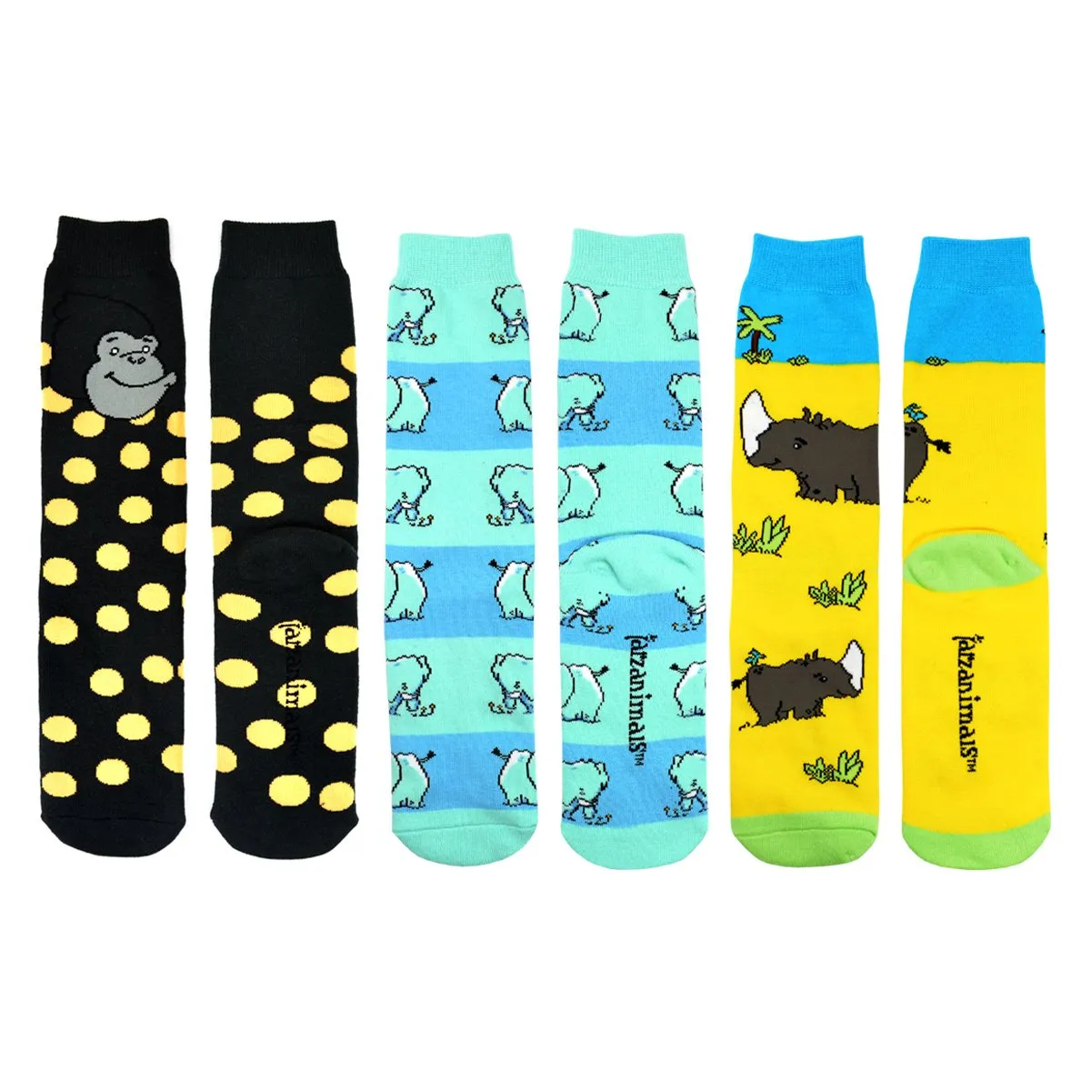 3 Pair Adult Safari Fun Knit Cushion Crew Socks