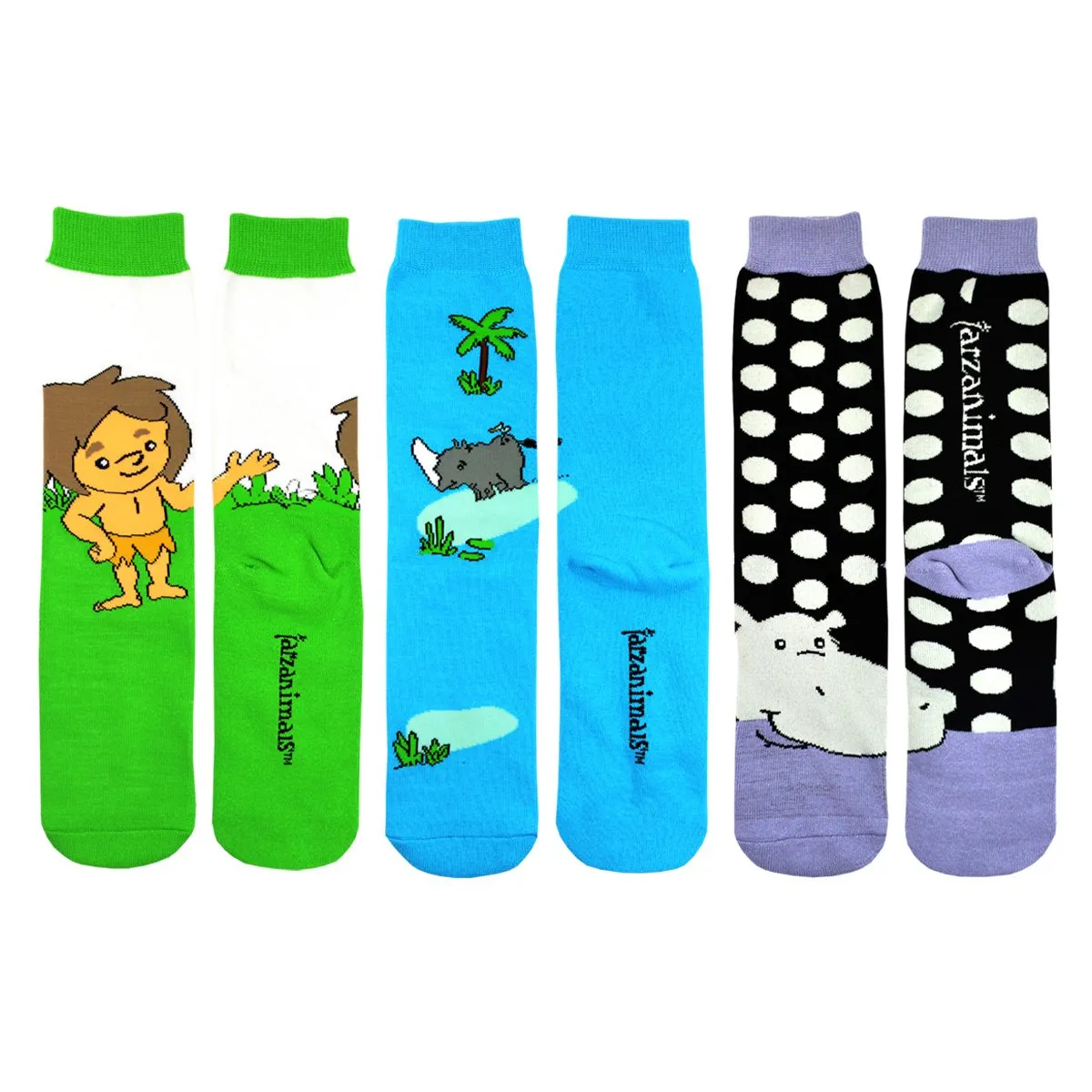 3 Pair Adult Safari Fun Knit Cushion Crew Socks