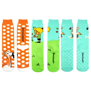 3 Pair Adult Safari Fun Knit Cushion Crew Socks