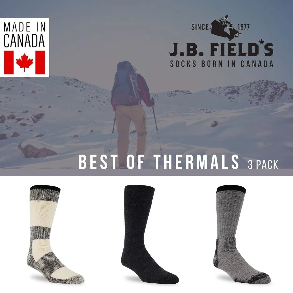 3 PAIR - J.B. Field's Best Of Merino Wool Winter Socks (Assorted)