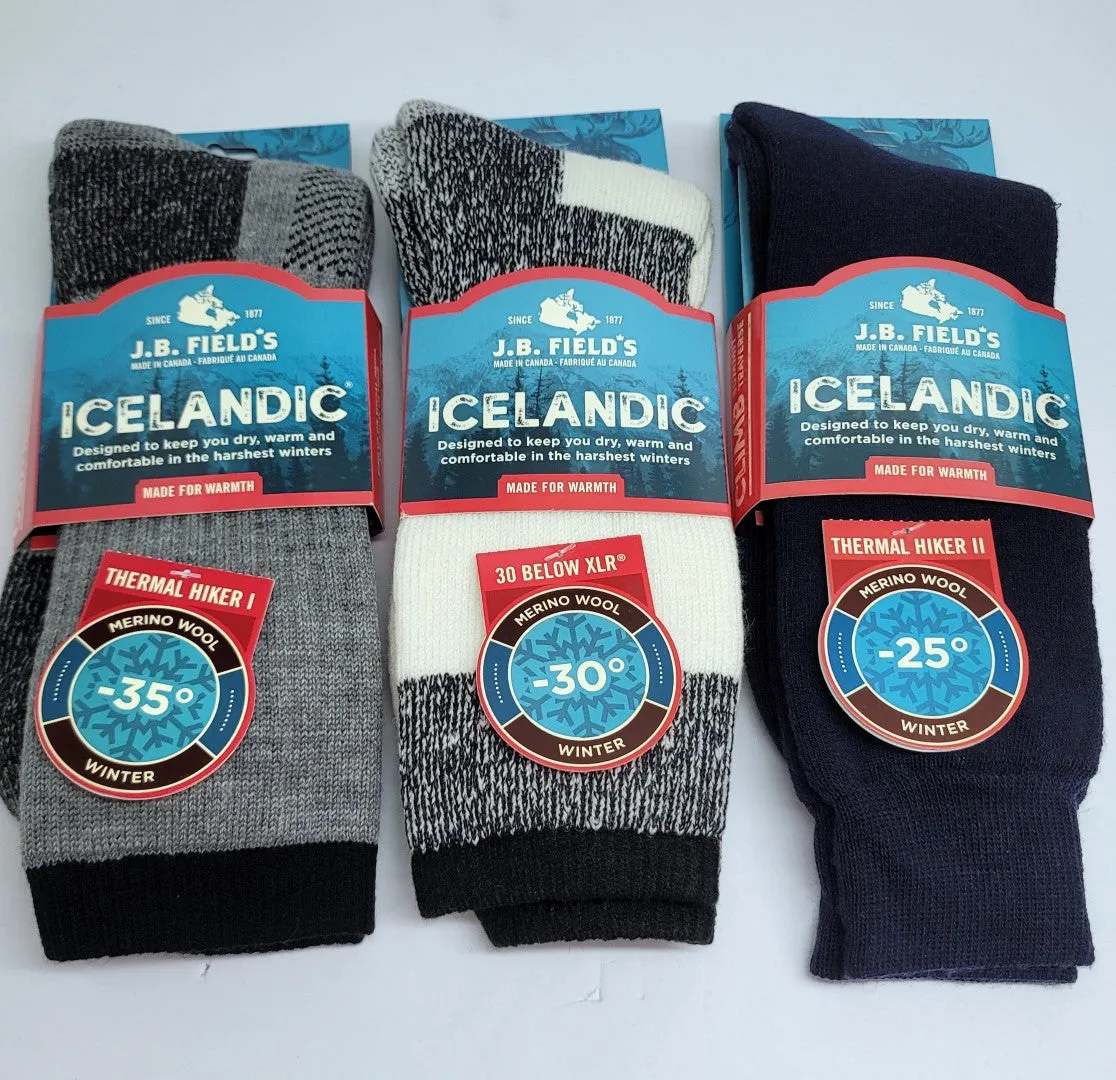 3 PAIR - J.B. Field's Best Of Merino Wool Winter Socks (Assorted)
