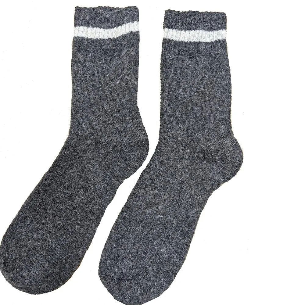 3 pairs of Men's Thick Dark wool blend socks - dark grey, mustard and burgundy