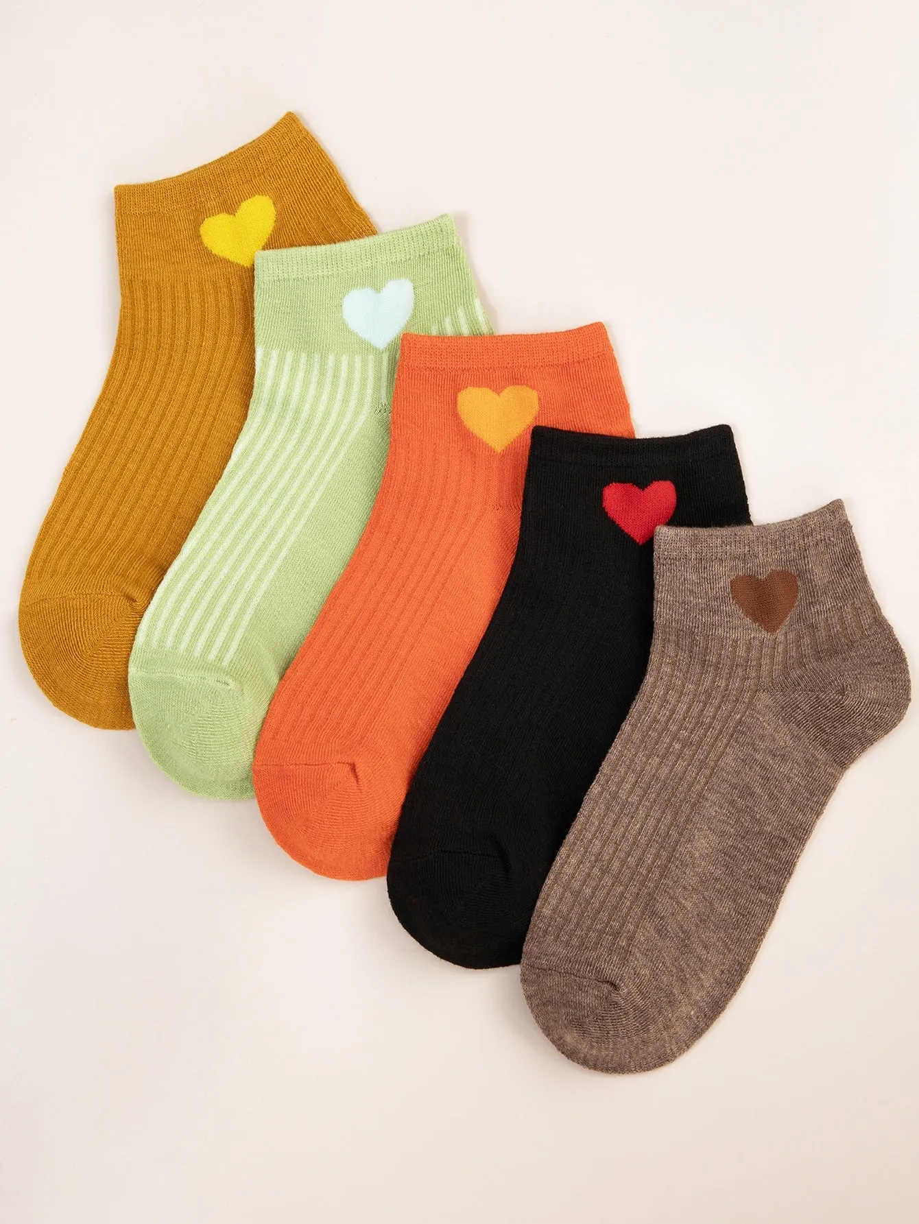 5pairs Cute Heart Mixed Set Socks Silly Socks for Women Funky Socks Funny Socks