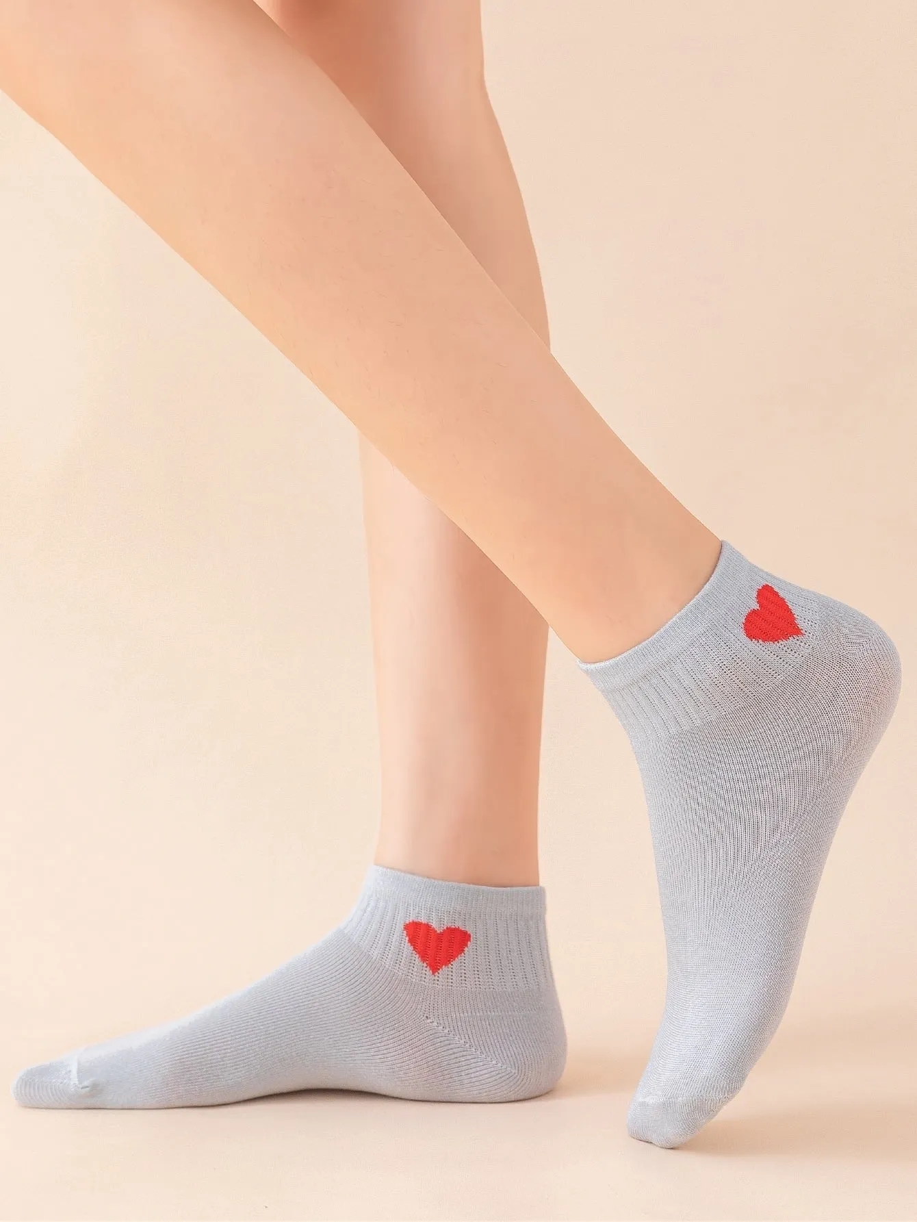 5pairs Heart Pattern Ankle Socks for Women Cute Socks Novelty Socks Fun Socks