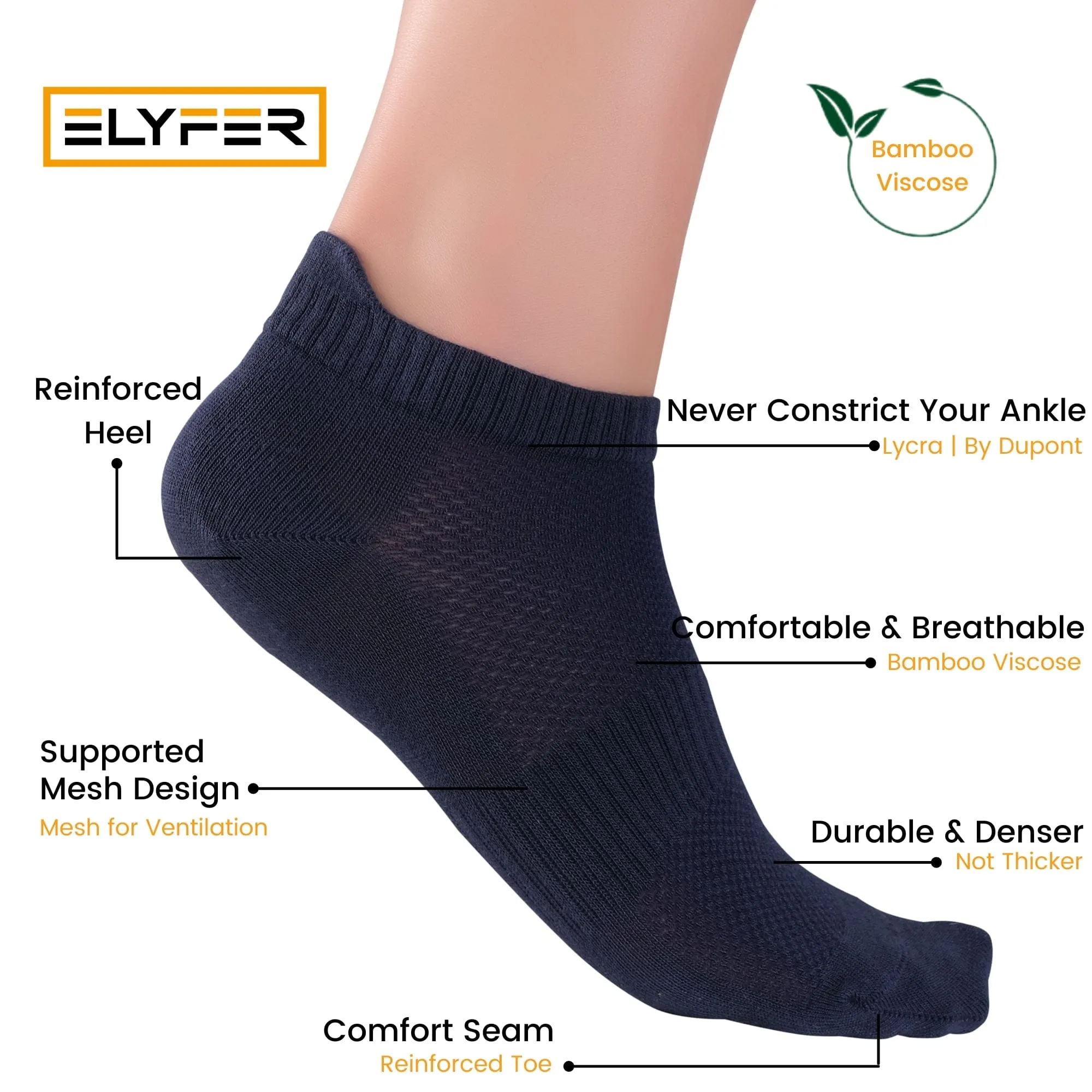 8 Pairs Unisex Bamboo Ankle Socks