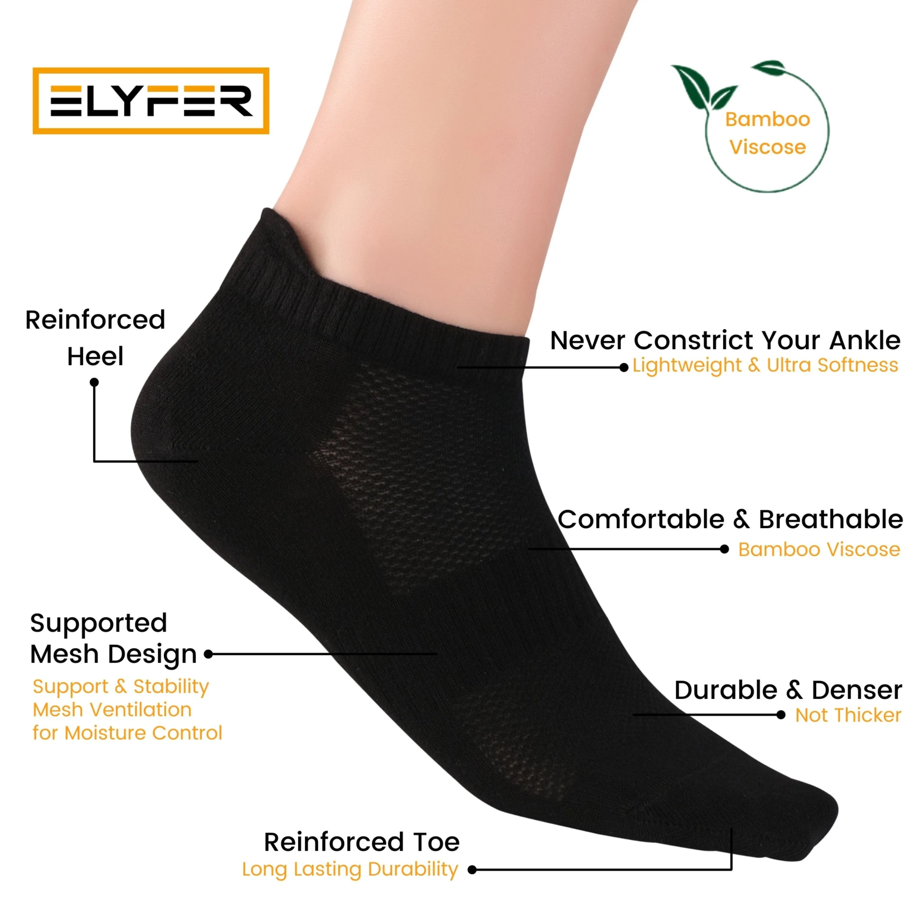 8 Pairs Unisex Bamboo Ankle Socks