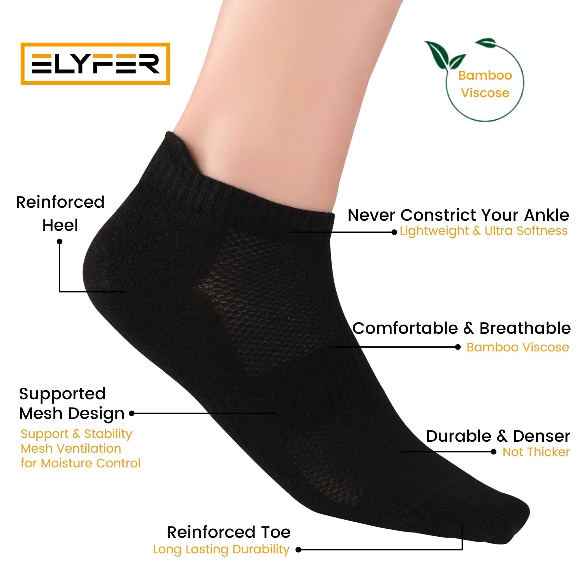 8 Pairs Unisex Bamboo Ankle Socks