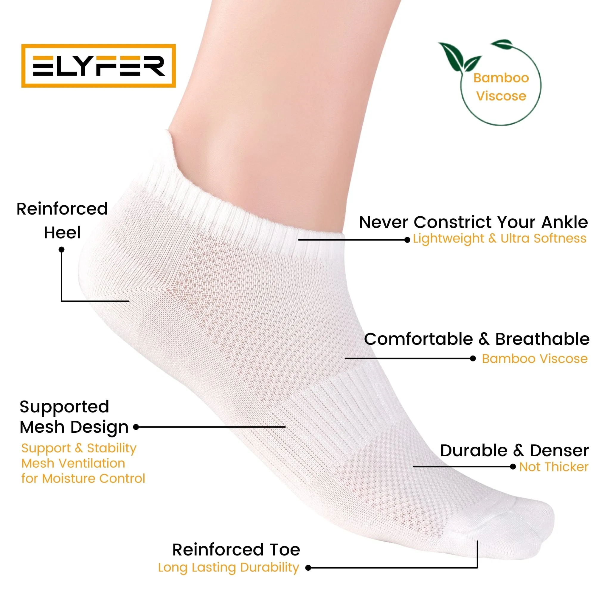 8 Pairs Unisex Bamboo Ankle Socks