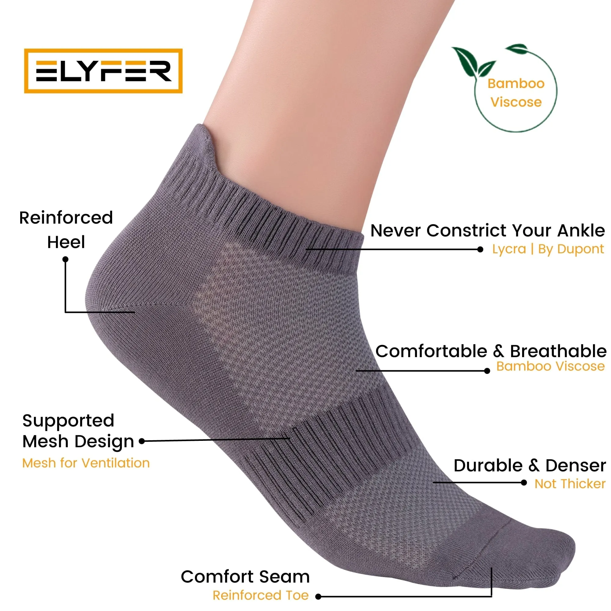 8 Pairs Unisex Bamboo Ankle Socks