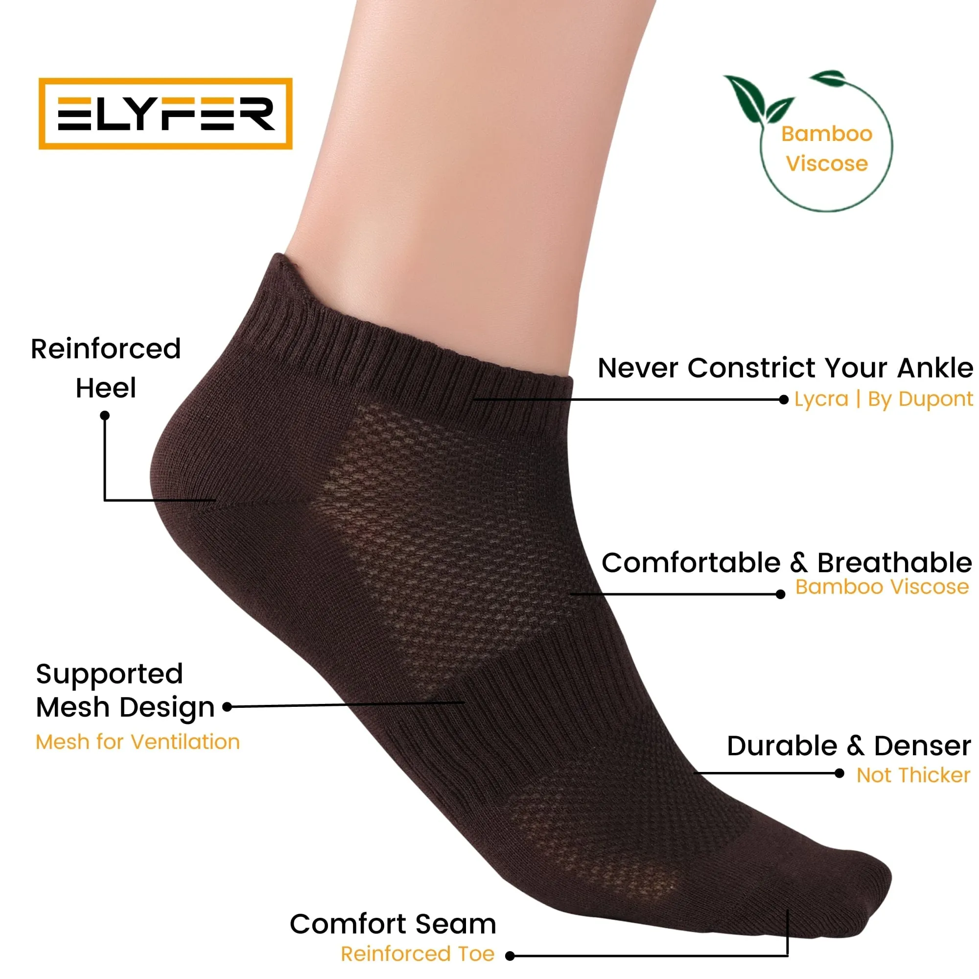 8 Pairs Unisex Bamboo Ankle Socks