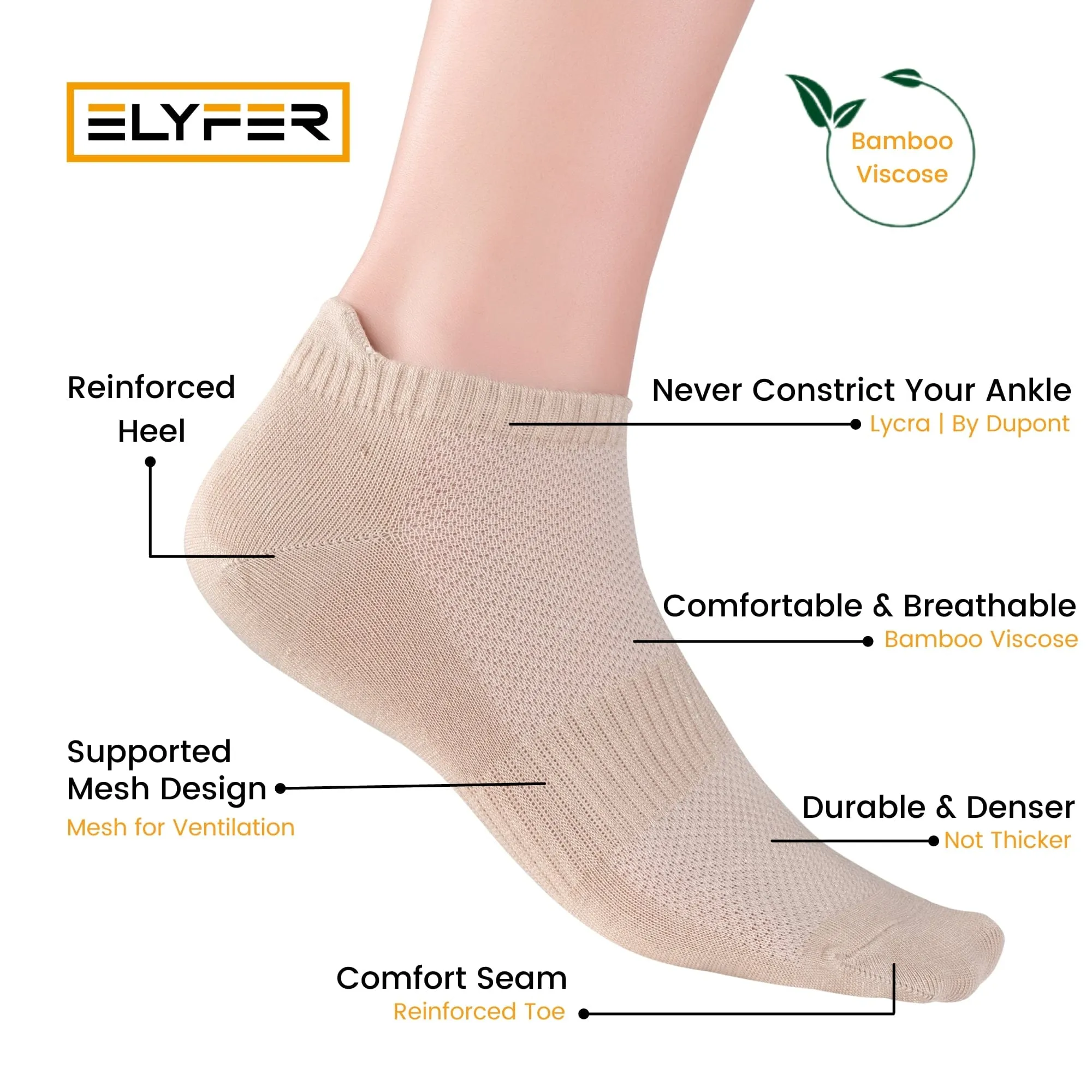 8 Pairs Unisex Bamboo Ankle Socks
