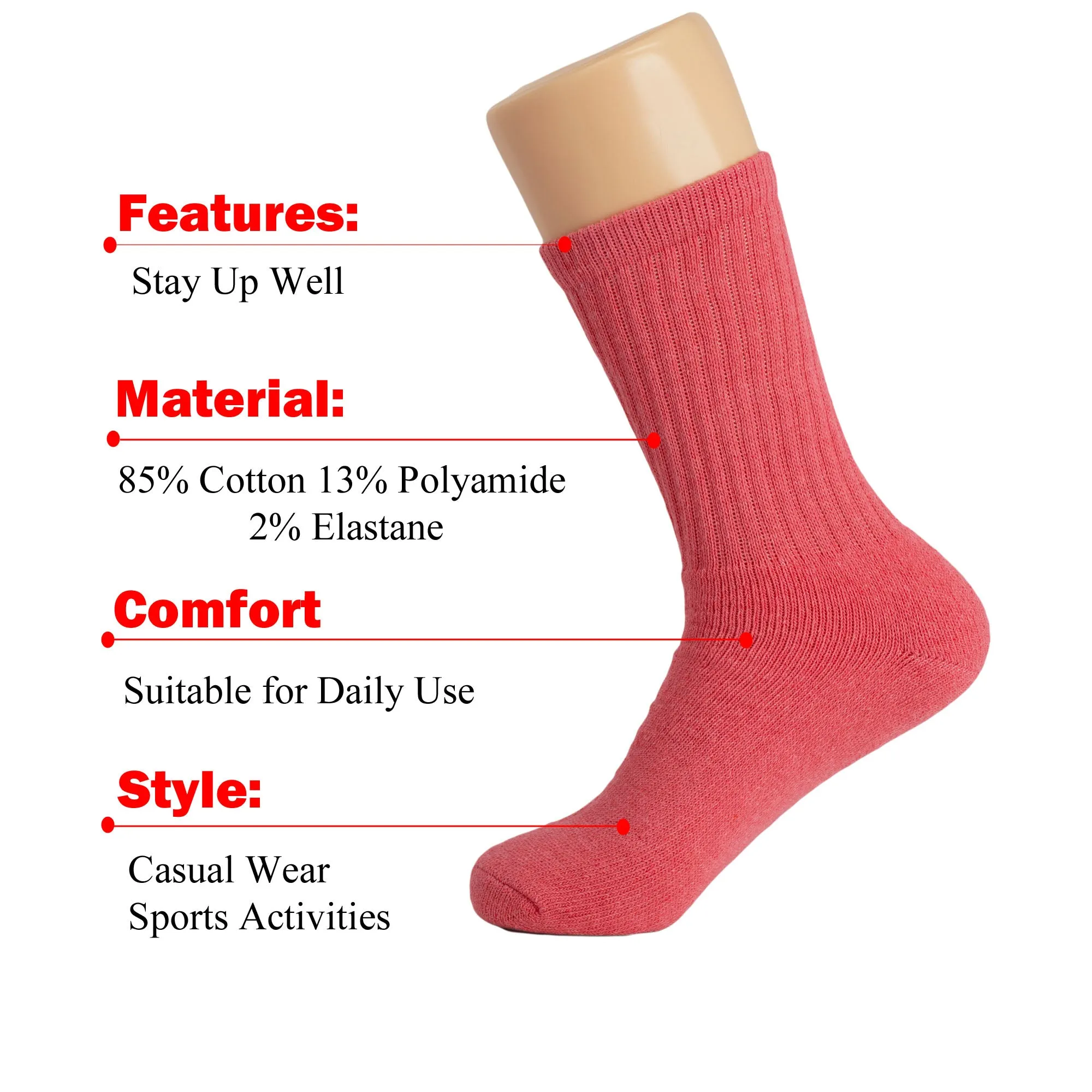 All Purpose Casual Crew Socks for Women Sport Socks 3 Pairs