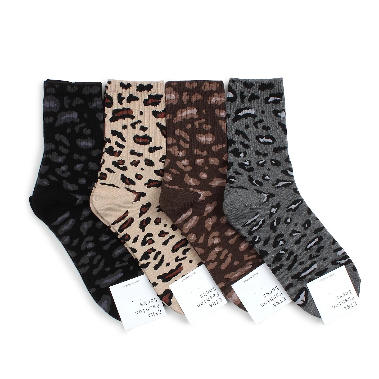 Animal casual Socks Leopard Pattern Women Cotton (4 pairs) GP 14
