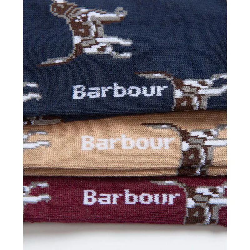 Barbour Pointer Dog Mens Socks Gift Box (Set of 3) - Cordovan