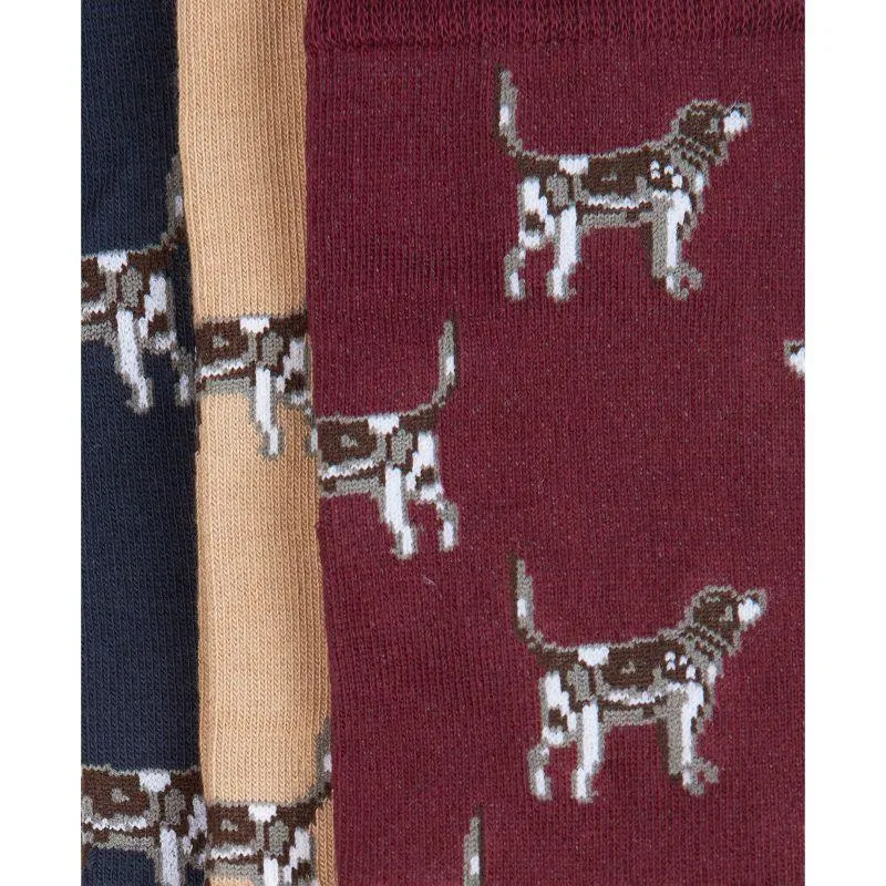 Barbour Pointer Dog Mens Socks Gift Box (Set of 3) - Cordovan