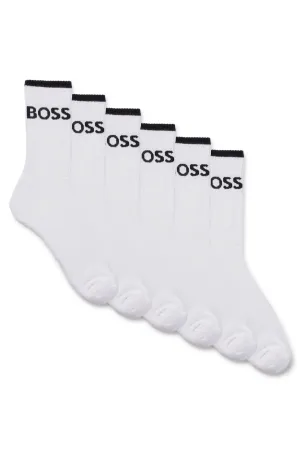 BOSS 6 Pack Ribbed Short Socks - White