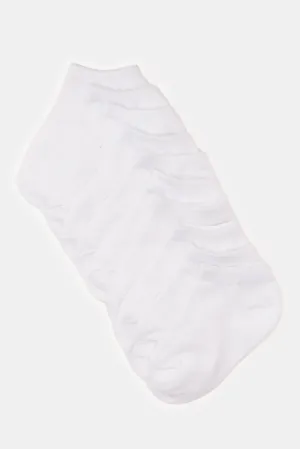 Boys White Ankle Length Socks Set (5 Pairs)