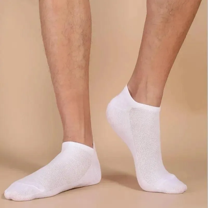 Breathable Socks, Low-Cut, No-Show, Polyester & Spandex, Anti-Slip, Sweat-Absorbent, Comfortable Fit, Gray, White, Black, for Men and Women