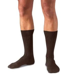 Brown Merino Wool Mid Calf Dress Socks