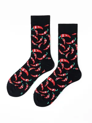 Chili Pepper Crew Socks for Men Fun Socks Funky Socks Novelty Socks