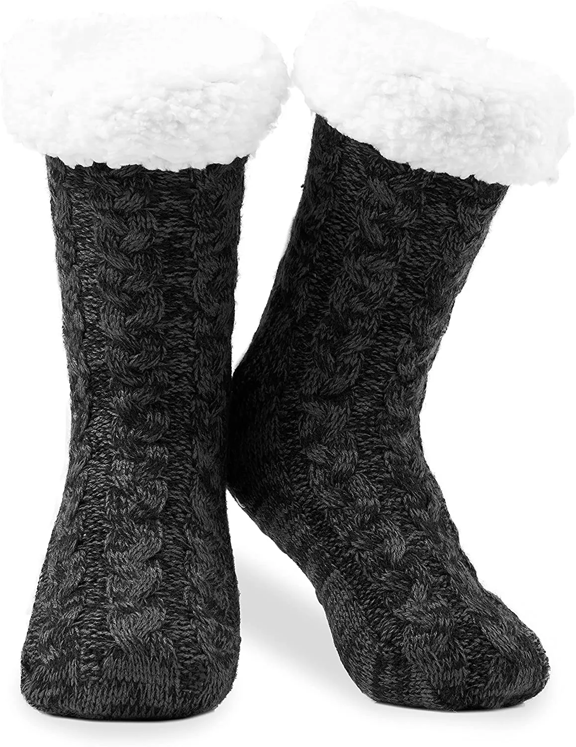 CityComfort Knitted Fluffy Slipper Socks for Women and Men