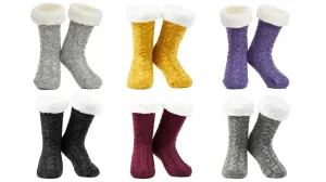 CityComfort Knitted Fluffy Slipper Socks for Women and Men