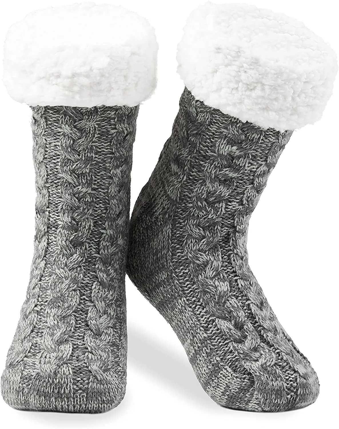 CityComfort Knitted Fluffy Slipper Socks for Women and Men