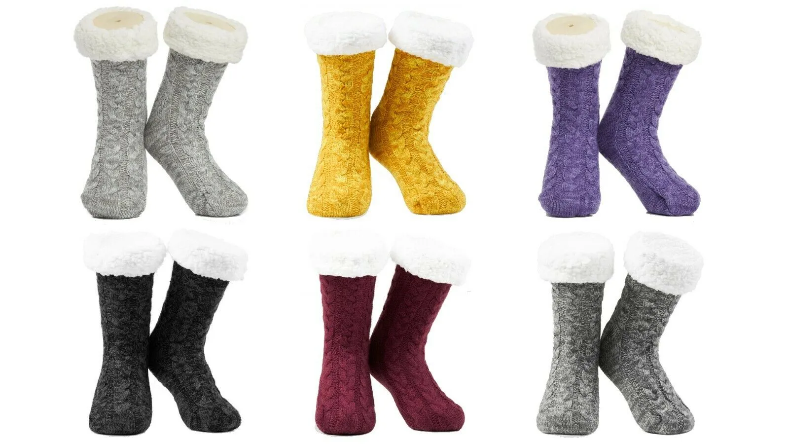 CityComfort Knitted Fluffy Slipper Socks for Women and Men