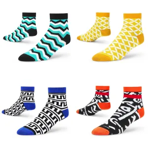 Colorful Cotton Ankle Socks - Trendy Pack of 4