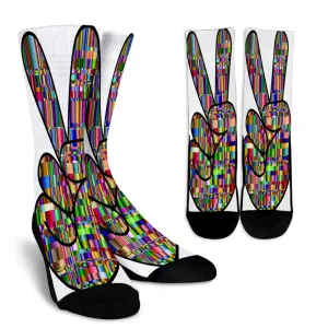 Colorful Prismatic Peace Sign Crew Socks