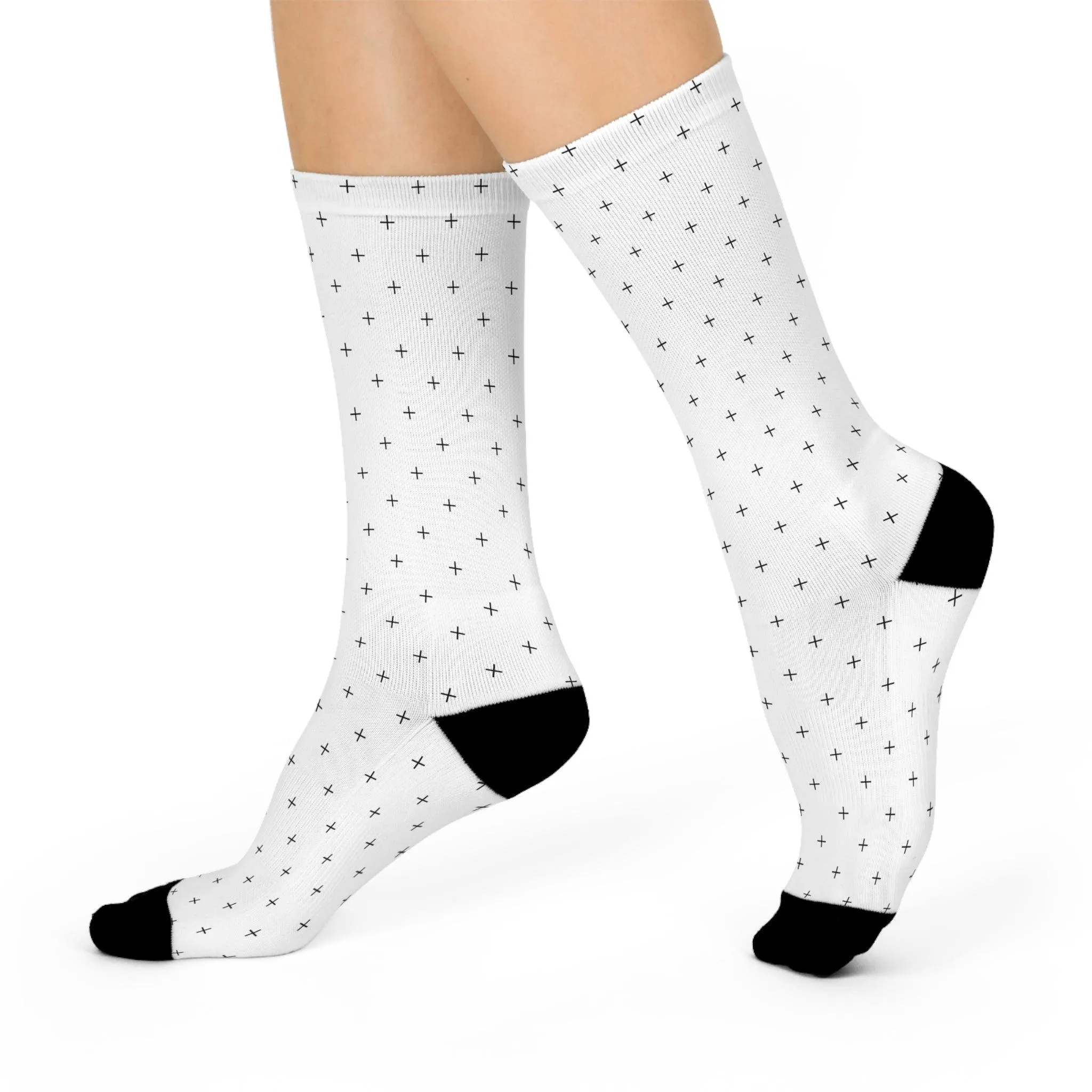 Elegant Comfort Crew Socks with Stylish Black Highlights