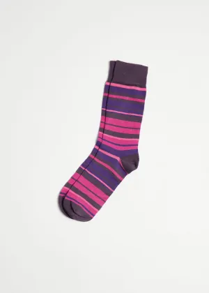 Foxford Men's Cotton Socks - Purple Stripe