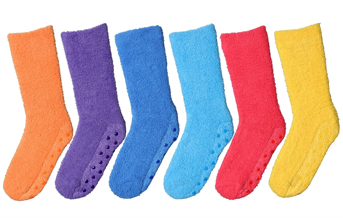 Fuzzy Skid-Proof Solid Crew Socks
