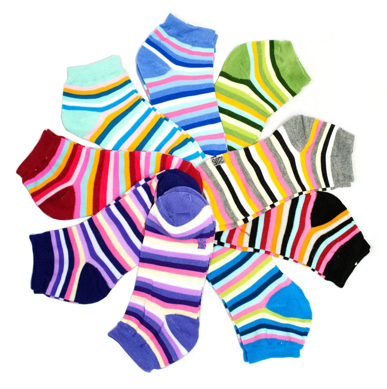 Girls Cotton Ankle Casual Socks-Stripes