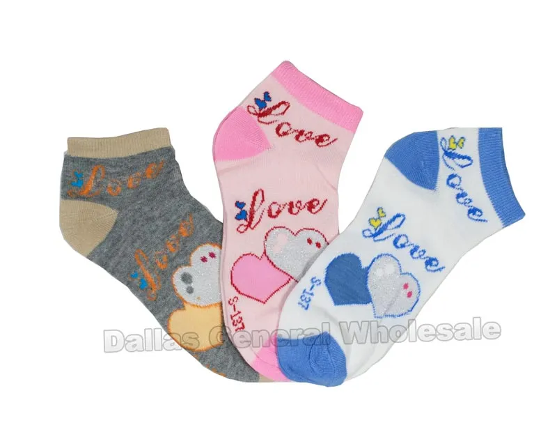 Girls Trendy Hearts Designs Ankle Socks Wholesale