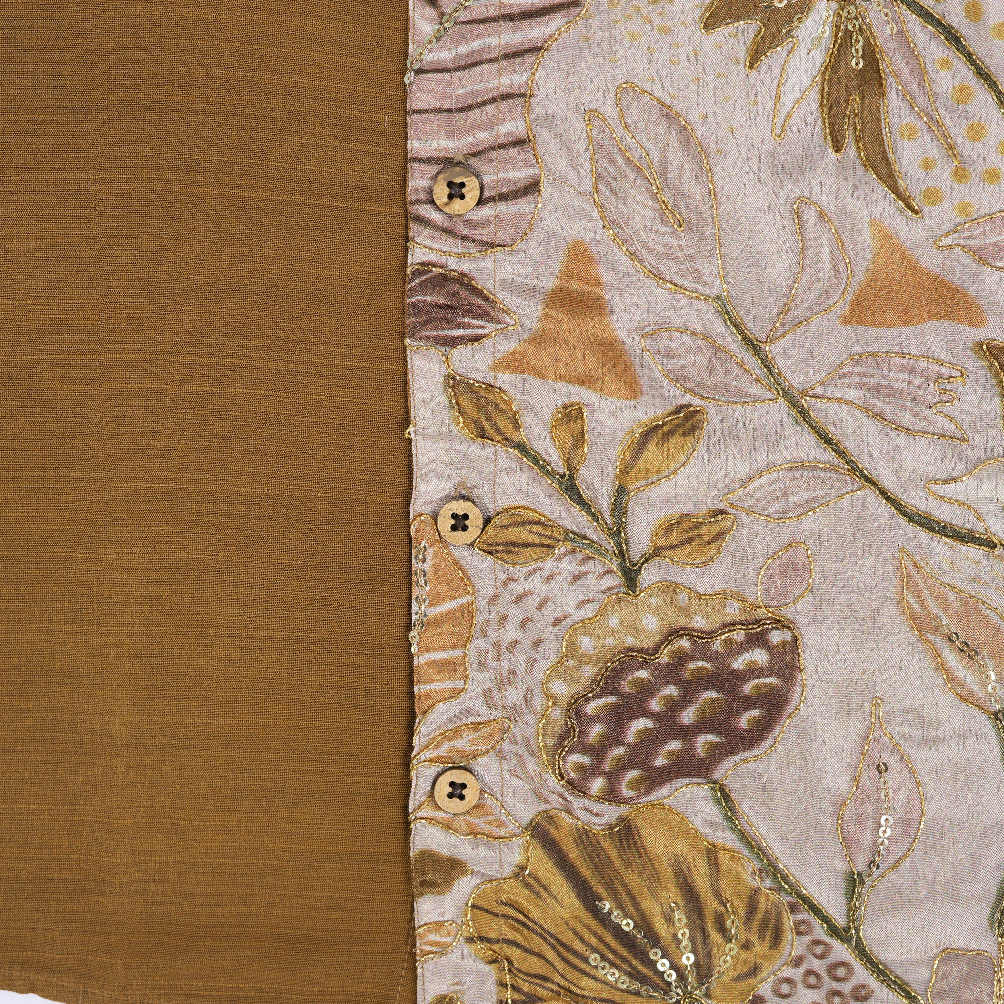Golden Glow Boys Ethnic Silk Shirt & Dhoti with Floral Embroidery Panel