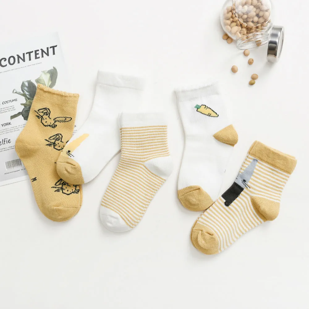 Kids Cotton Socks Children Toddler Dinosaur Spaceship Winter 5 Pack Gift Set