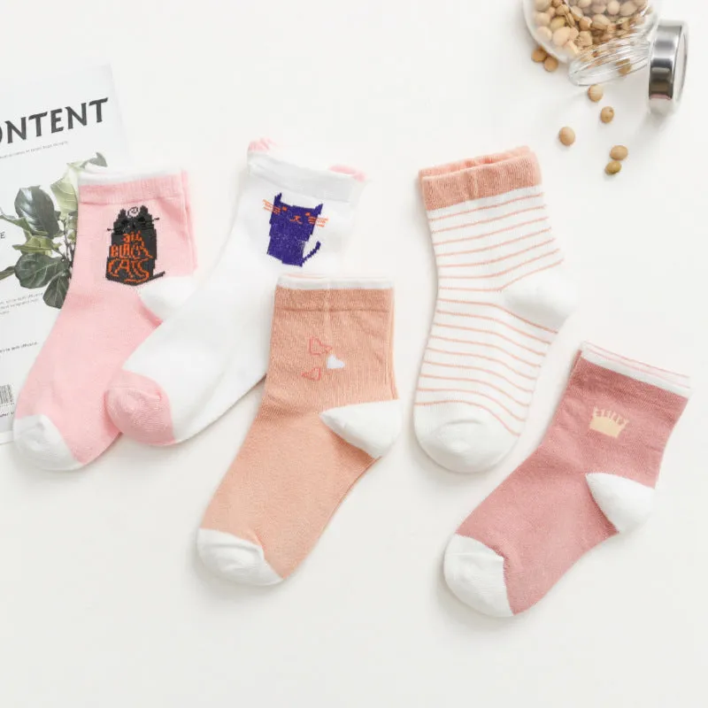 Kids Cotton Socks Children Toddler Dinosaur Spaceship Winter 5 Pack Gift Set