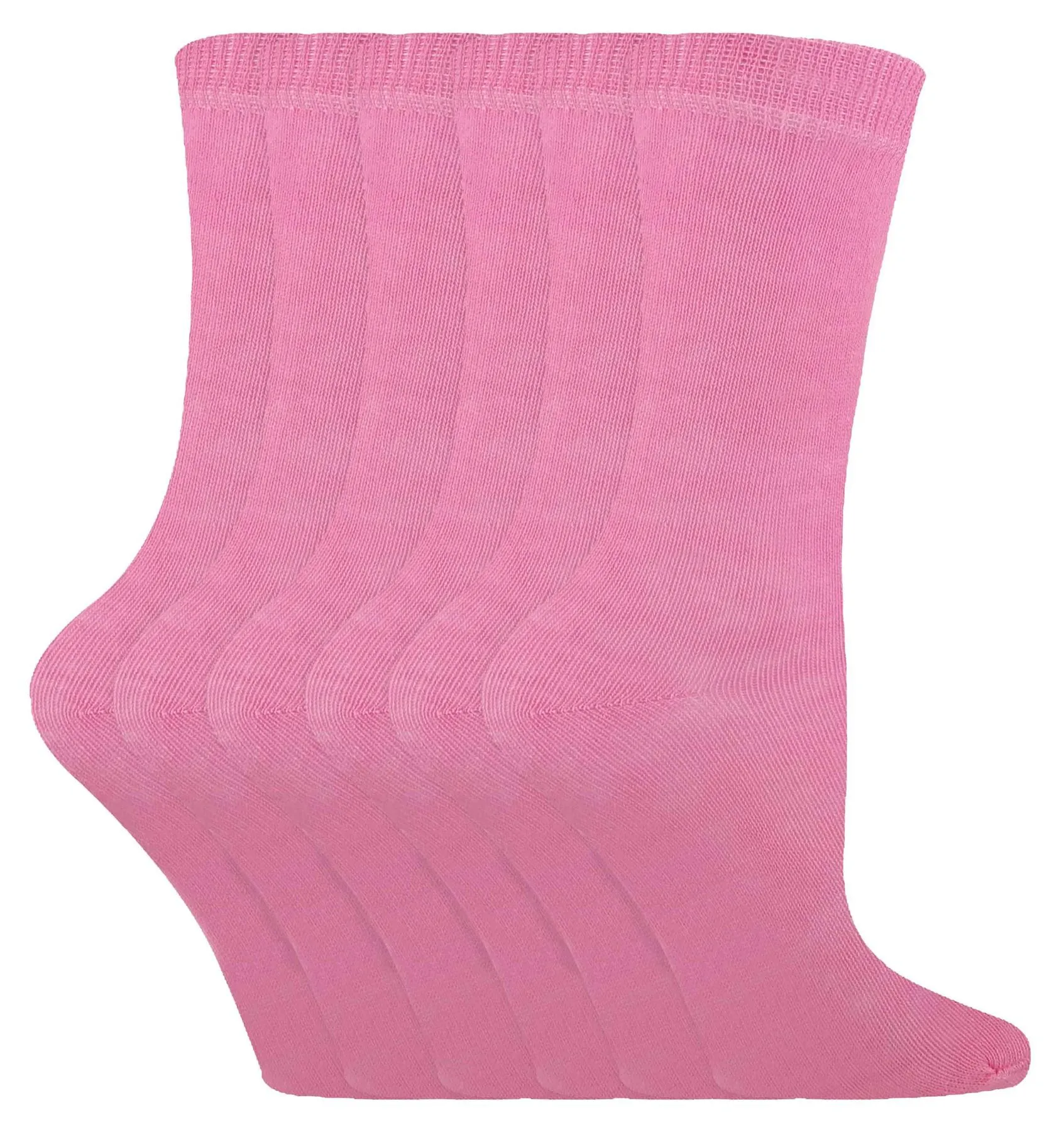 KIDS Solid Colour Cotton Socks (9-12 UK / Pink)
