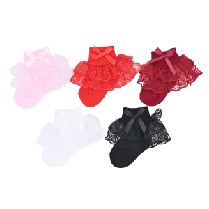 Laced Ribbon Bow Socks Set