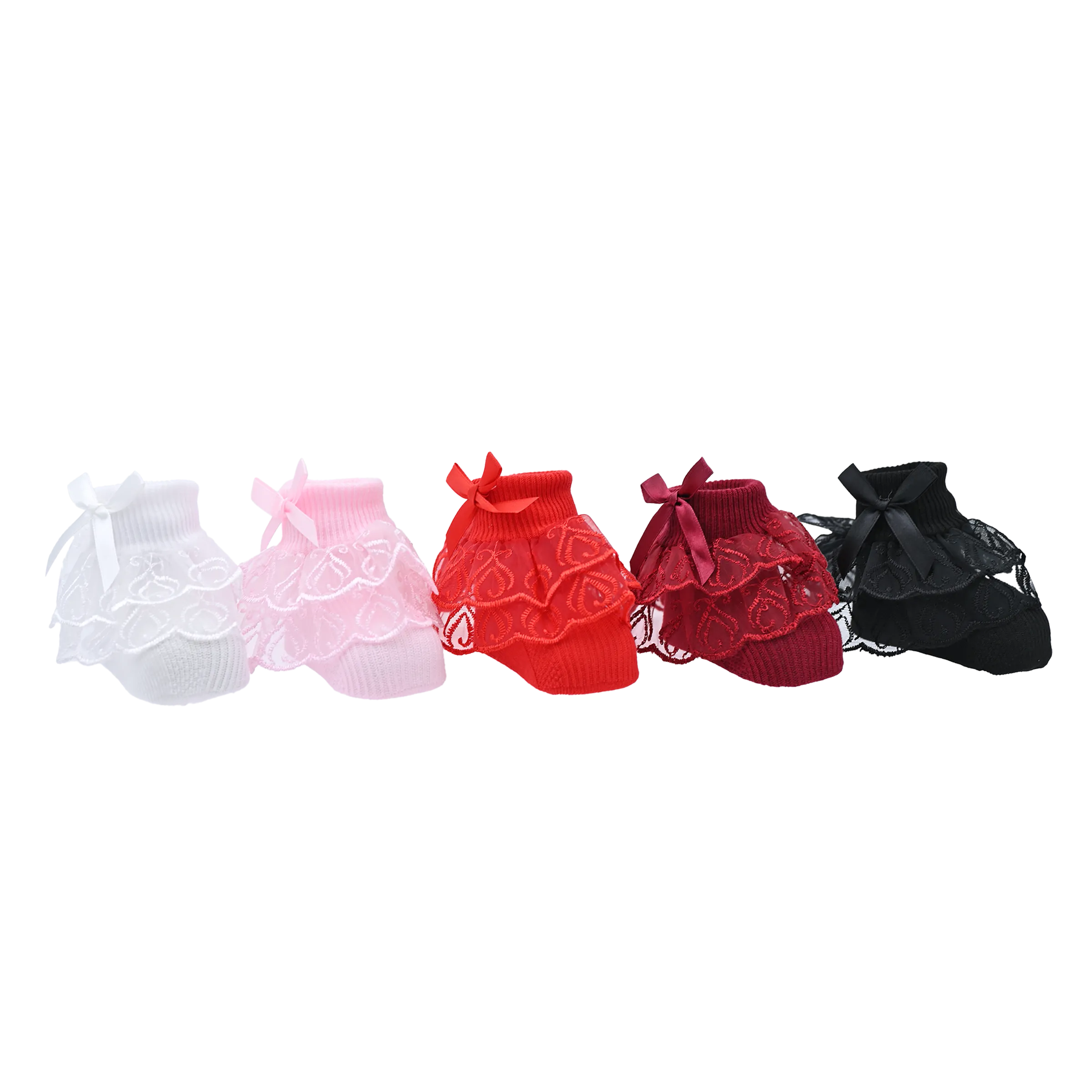 Laced Ribbon Bow Socks Set