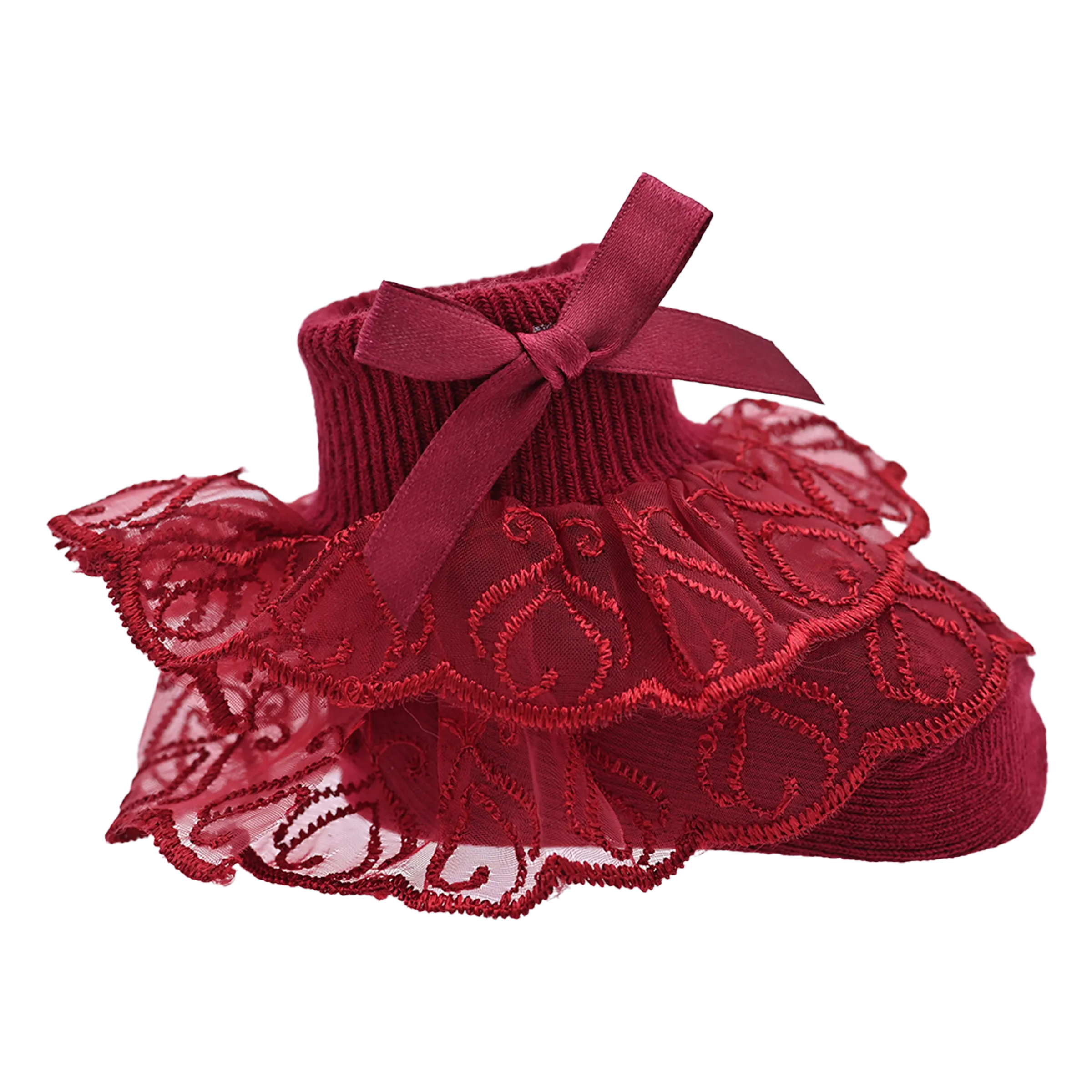 Laced Ribbon Bow Socks Set