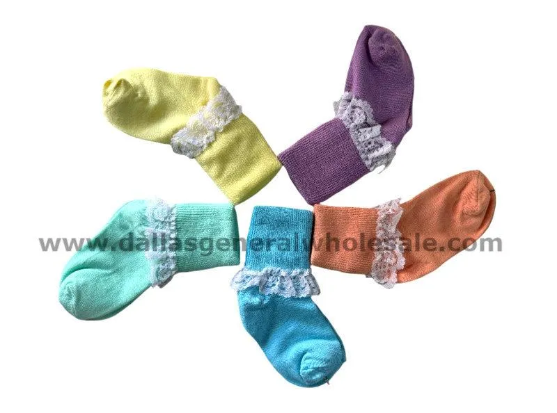 Little Girls 20 Pair Solid Color Crew Socks Wholesale