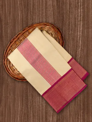 Men Premium Pure Silk Dhoti and Towel Set with 4" inch Jari Border Amirtham