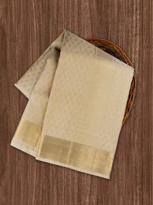 Men Pure Silk Dhoti and towel set 4" inch Self Jari Border with Jaqucard Fawn Amirtham