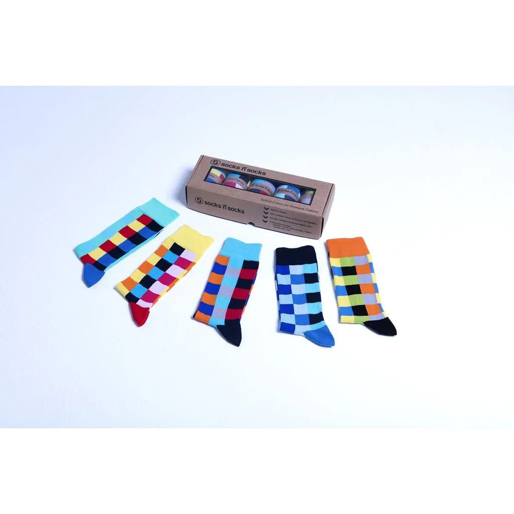 Men's 5-Pair Colorful Patterned Socks-3055
