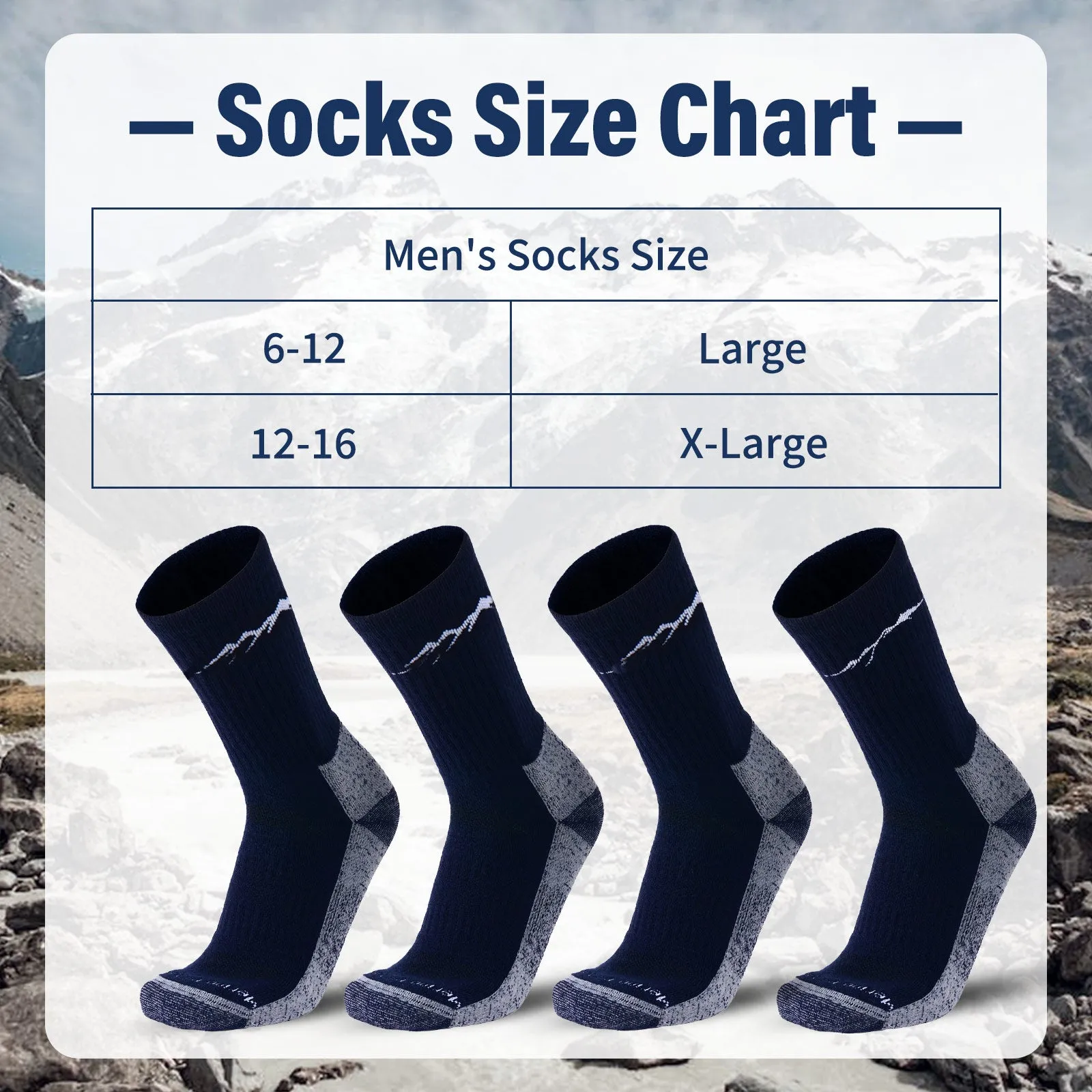 Men's Merino Hike Crew Socks Navy - 4 Pairs
